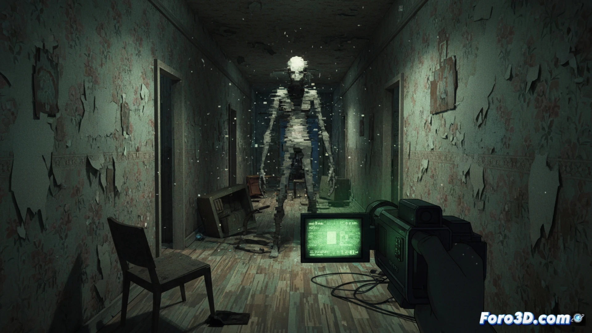 Captura de Parasocial con estética de cámara antigua y ambiente de terror psicológico en Unity