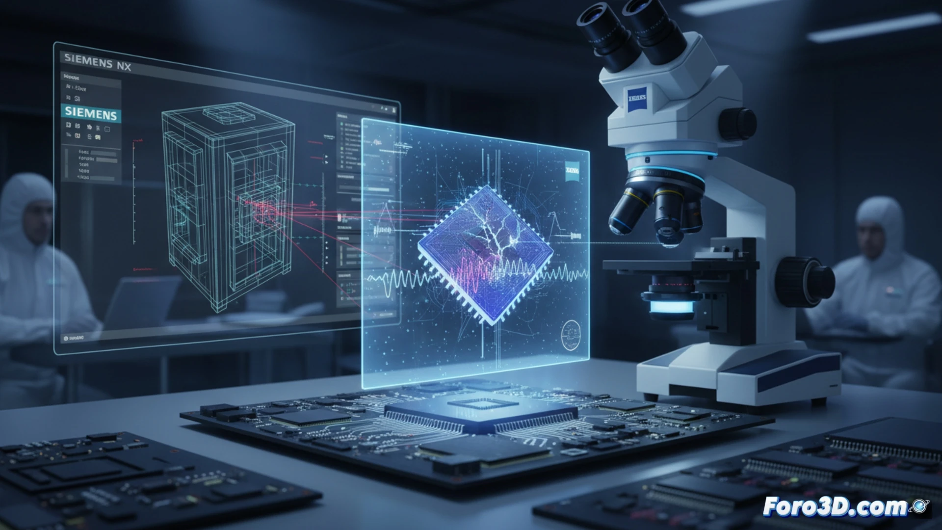 [Microscopía 3D de soldadura láser en chip cuántico con vibración criogénica detectada en simulación Siemens NX]