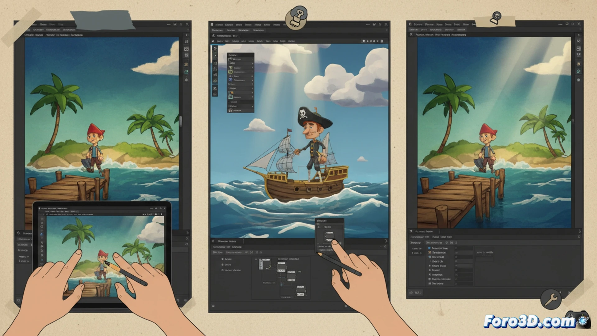 Pipeline 2.5D Return to Monkey Island con Photoshop Blender y Unity para aventuras gráficas