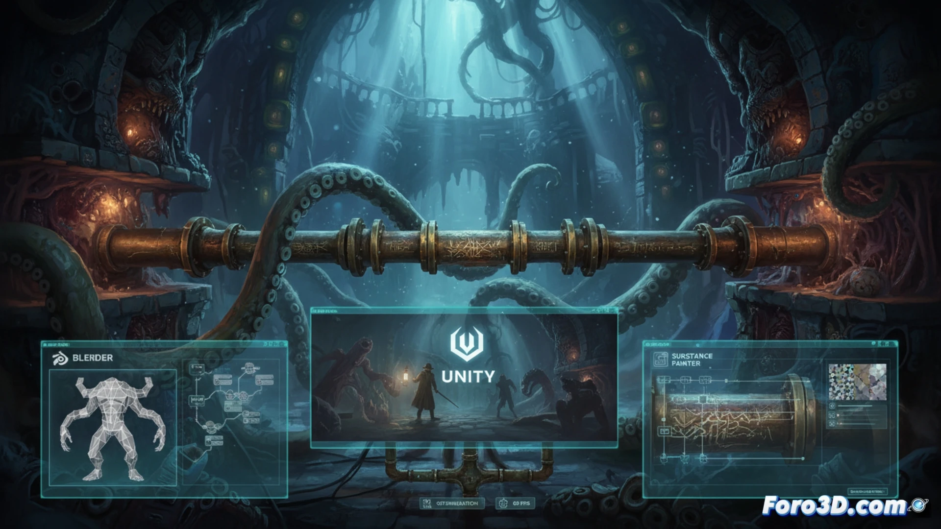 Pipeline 2.5D Lovecraftiano en Unity con Blender y Substance para metroidvania The Last Case of Benedict Fox