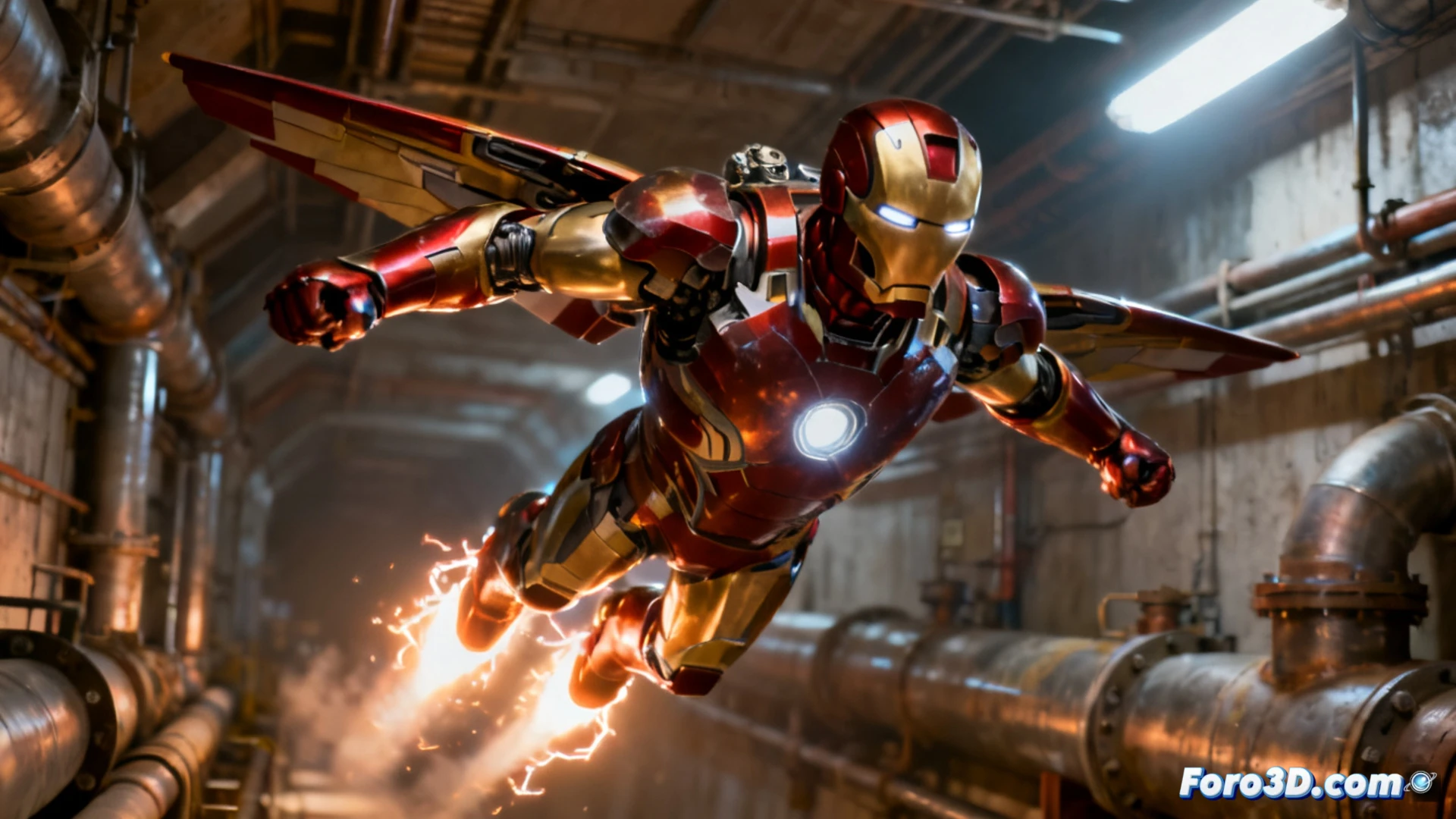 Pipeline tecnico de Iron Man en UE5 con Maya, Houdini y Substance 3D Painter para vuelo y metal realista