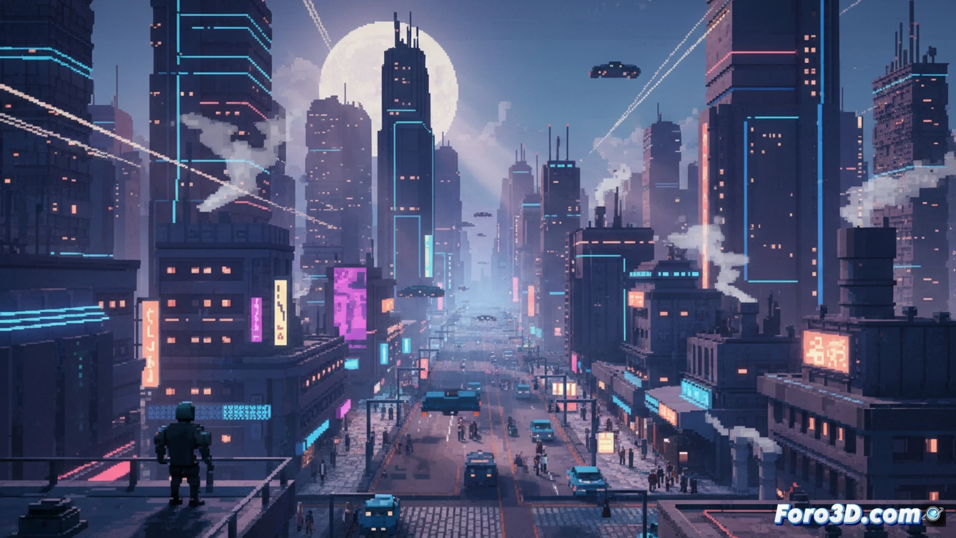 Pixel art 2.5D con iluminación dinámica y animación por capas en Unity para videojuegos retro-futuristas