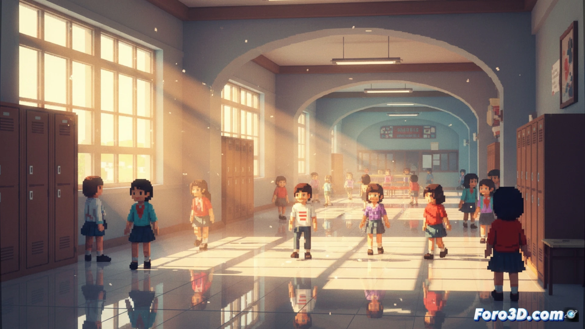 Pixel art con iluminación 3D en Unity, escena nocturna de Until Then con reflejos dinámicos