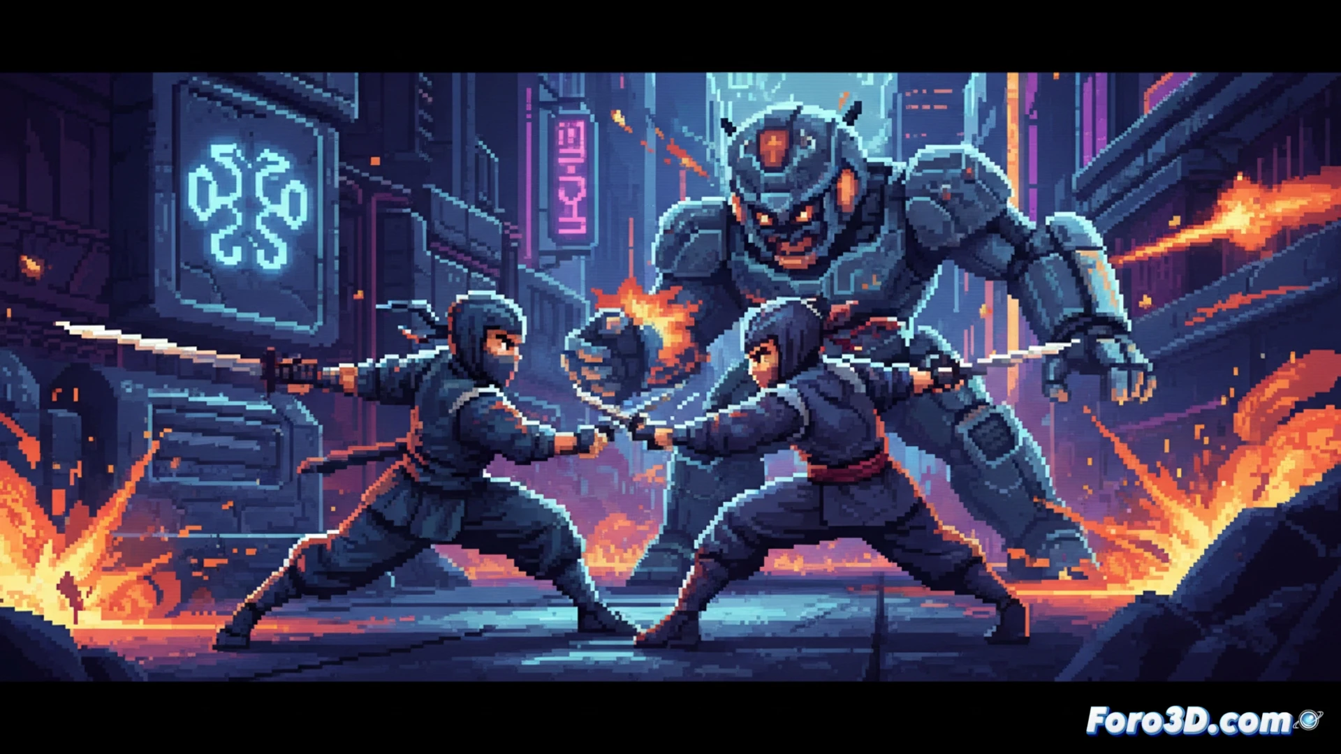 Pixel art avanzado de Shadow of the Ninja Reborn con sprites 2D detallados y animación fluida en Unity