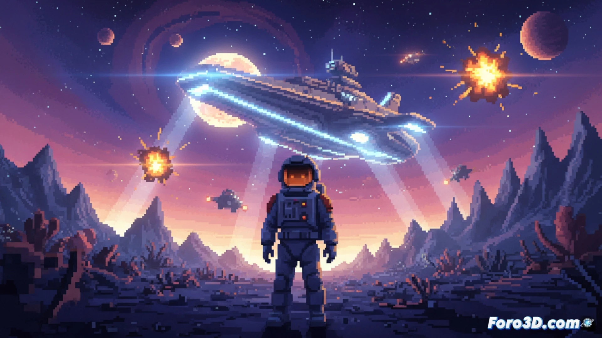 Pixel art y luces dinámicas en Beyond Galaxyland con Unity, estética 2.5D cinematográfica