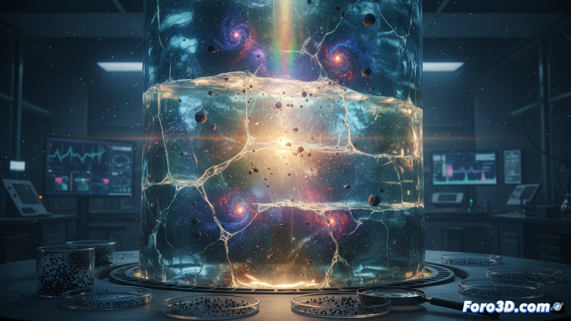 Núcleo de hielo antártico con polvo de supernova hierro-60, visualización científica 3D del hallazgo