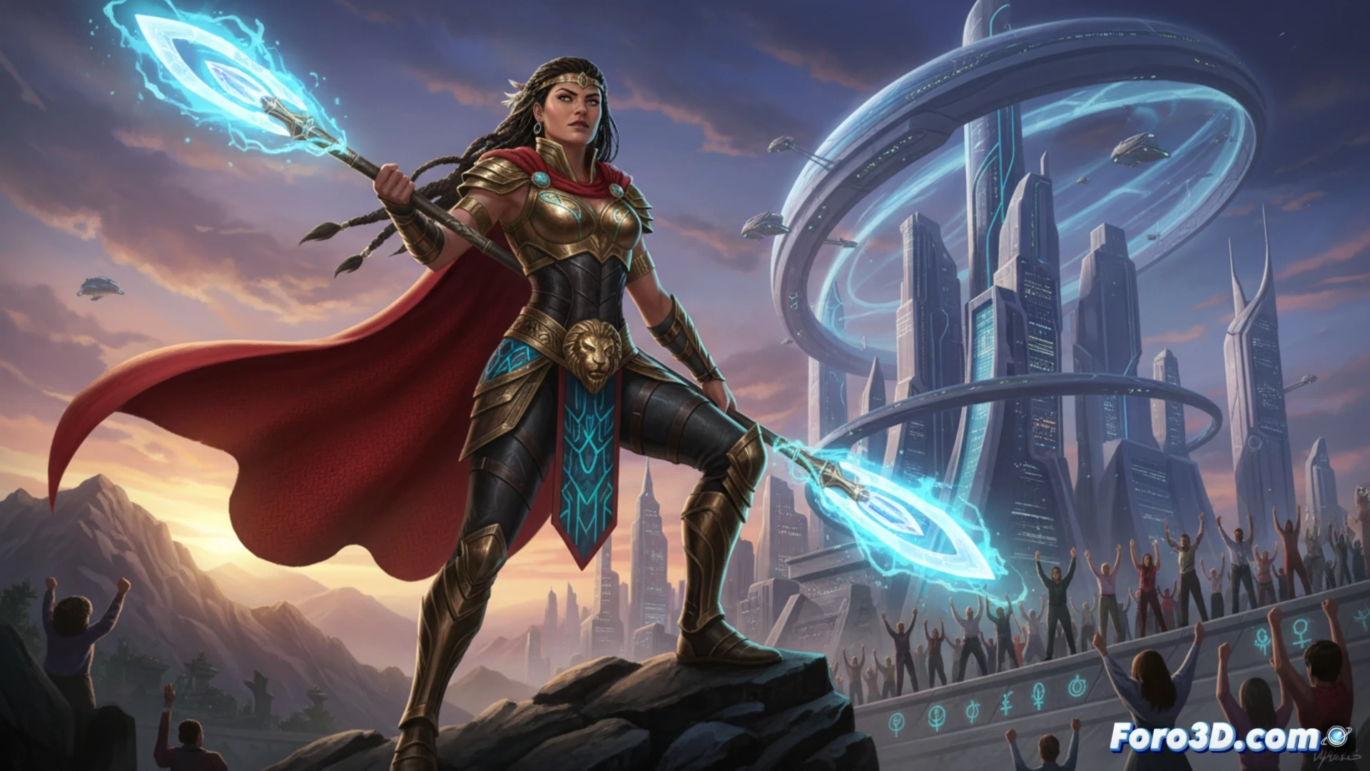 Princesa Poder amazónica arte digital guerrera utópica empoderamiento femenino render 3D
