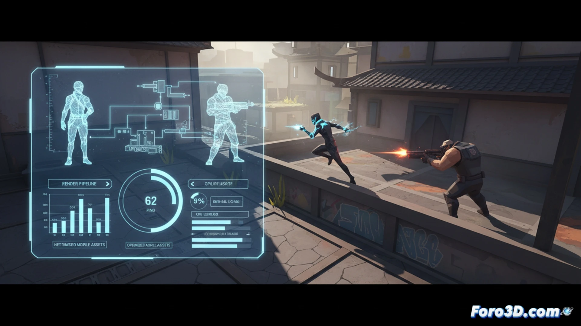 Gameplay de Valorant Mobile con agentes y habilidades en escenario urbano
