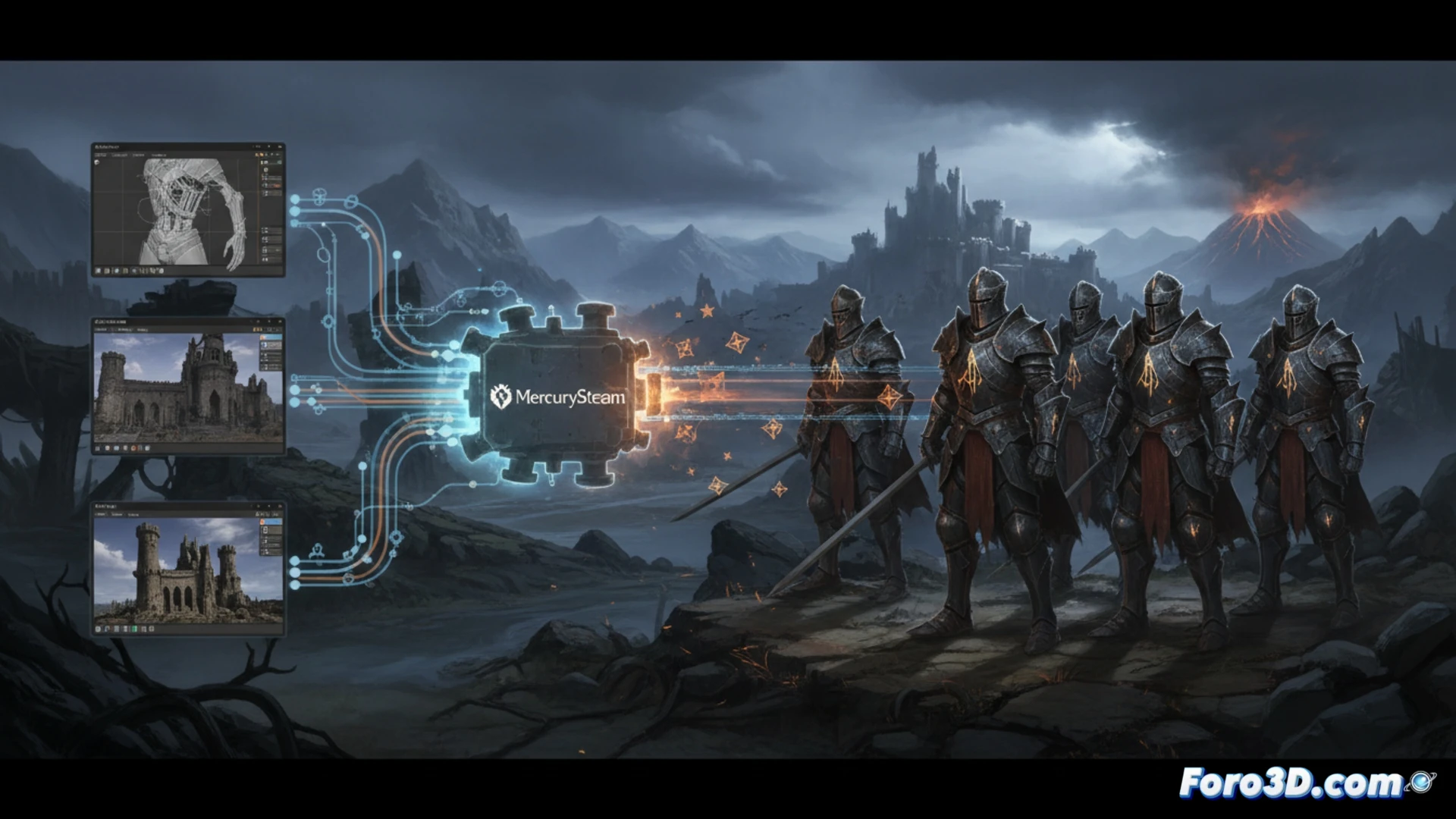 Armadura detallada y entorno medieval oscuro en Project Iron de MercurySteam