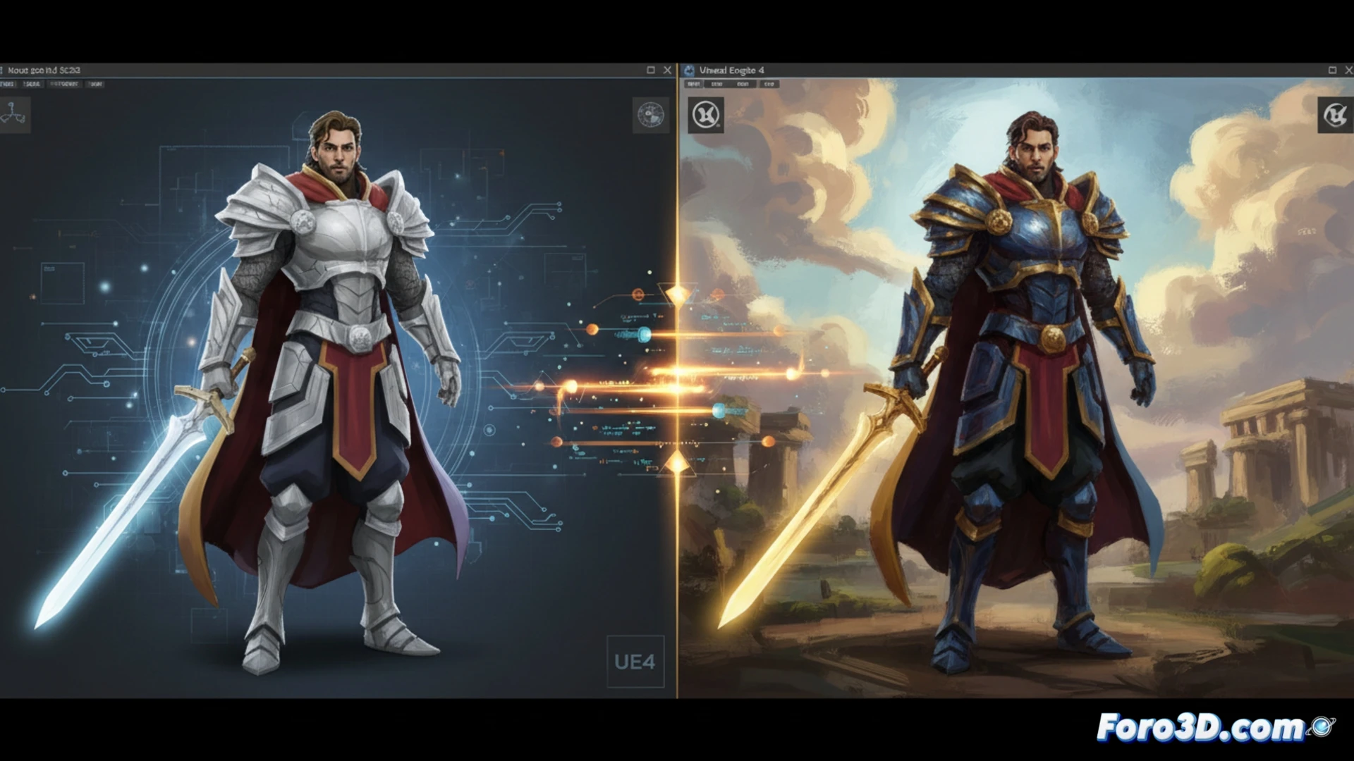 Renderizado 2.5D en Unreal Engine 4 con modelos 3D y texturas pictóricas estilo Project N