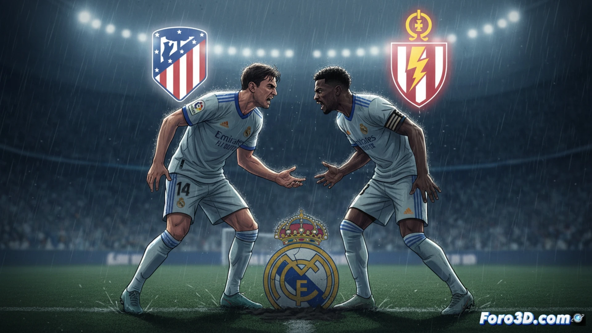 Una imagen sombría del Santiago Bernabéu vacío, con un mapa de Europa donde Madrid brilla en tercer plano, tras el Atlético y el Rayo.