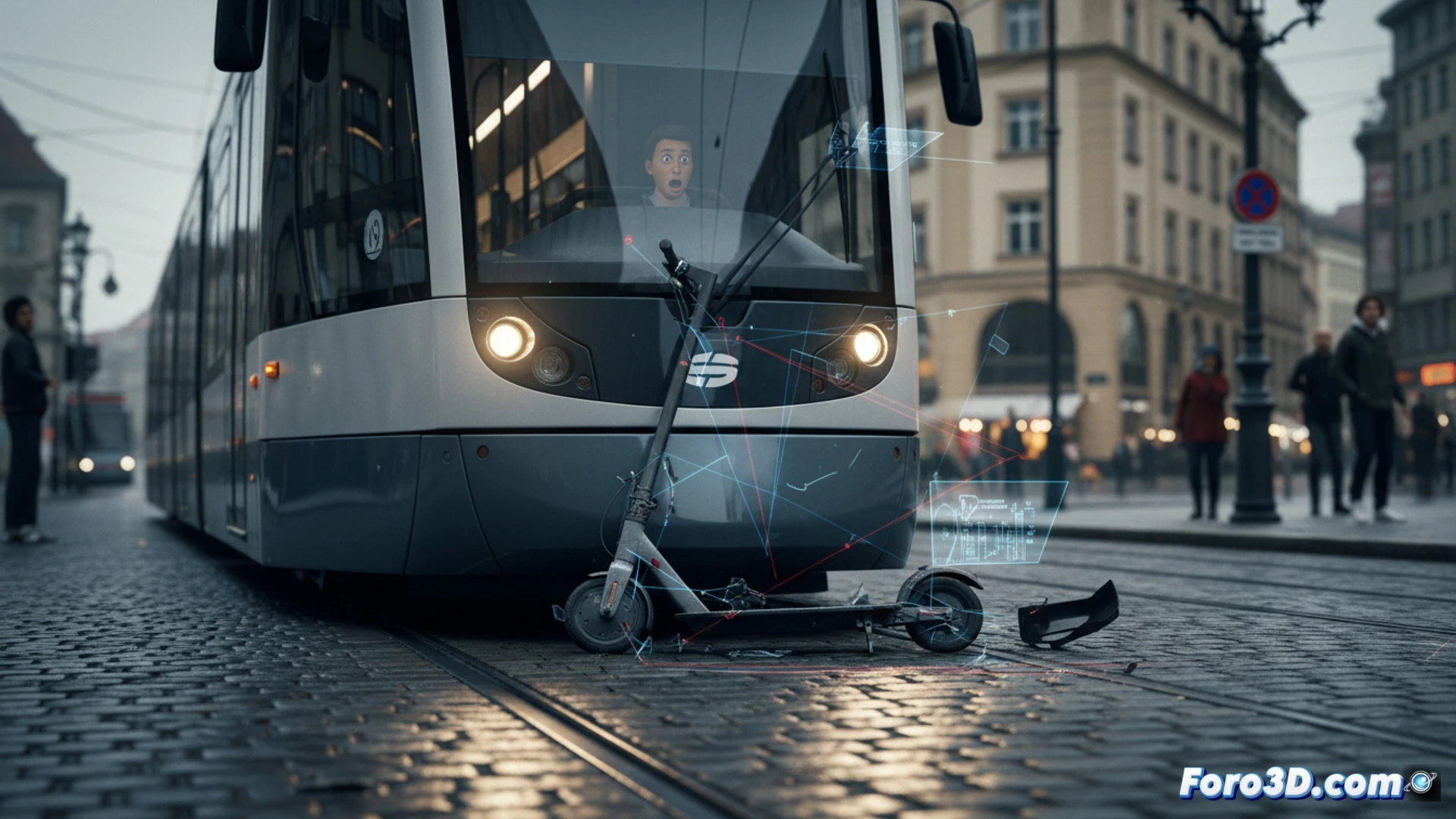 Reconstruccion 3D de colision tranvia patinete analisis punto ciego forense