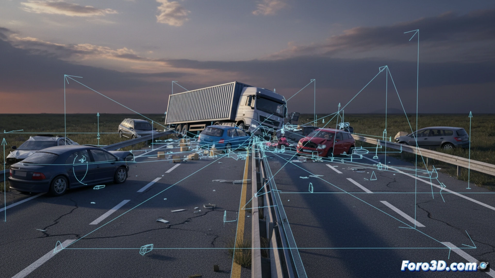 Reconstruccion 3D de accidente en A-31 Monforte del Cid con fotogrametria forense y analisis de trafico