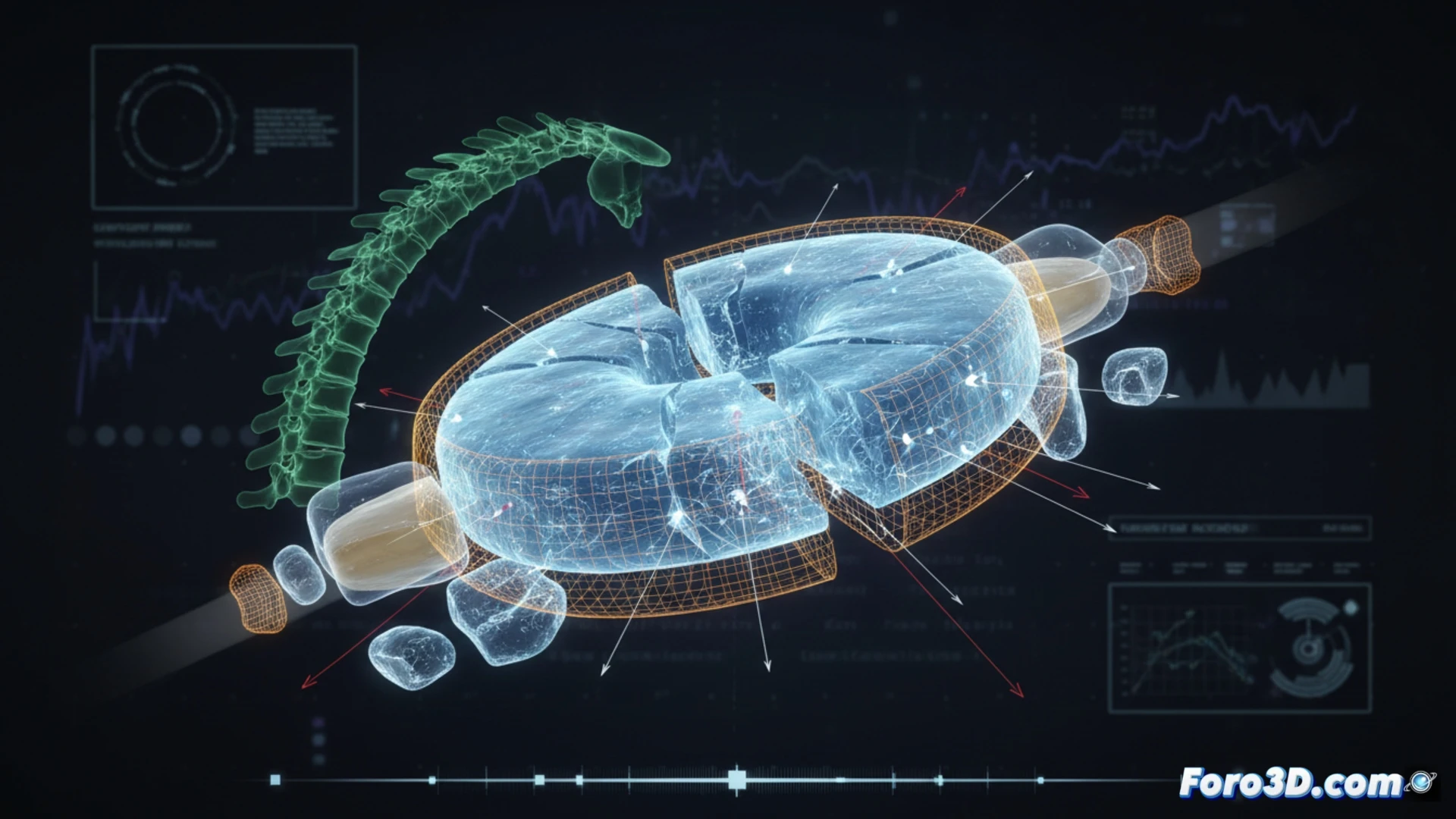Reconstrucción 3D de fractura en hidrogel intervertebral mediante escaneo y simulación biomecánica forense