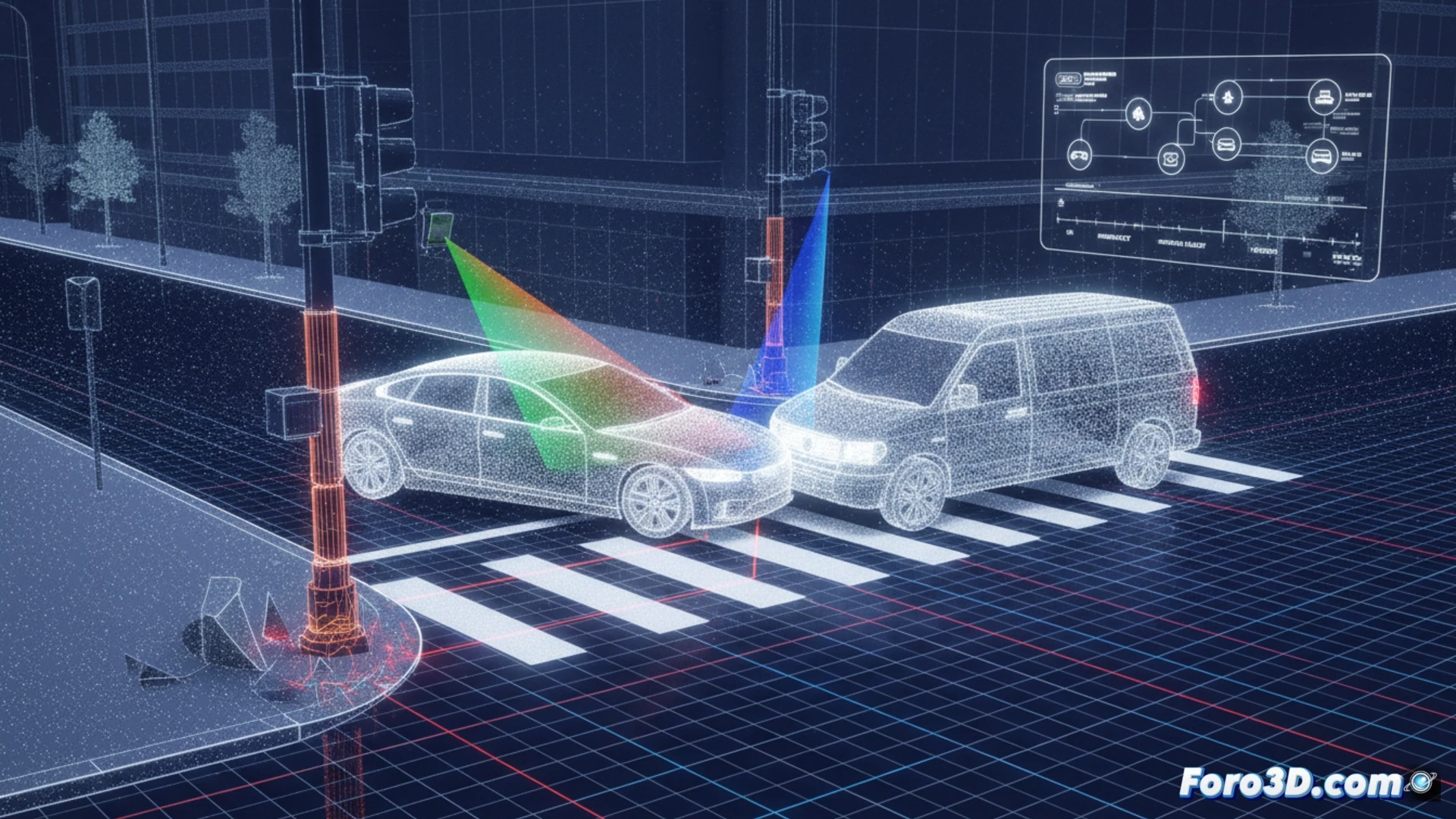 Reconstrucción 3D de accidente V2X por error de calibración LiDAR en intersección inteligente con nubes de puntos