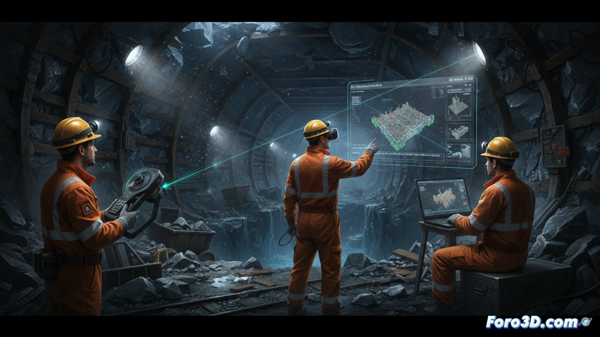 Digitalización 3D de túnel minero profundo con escáner láser GeoSLAM para reconstrucción forense en 3ds Max
