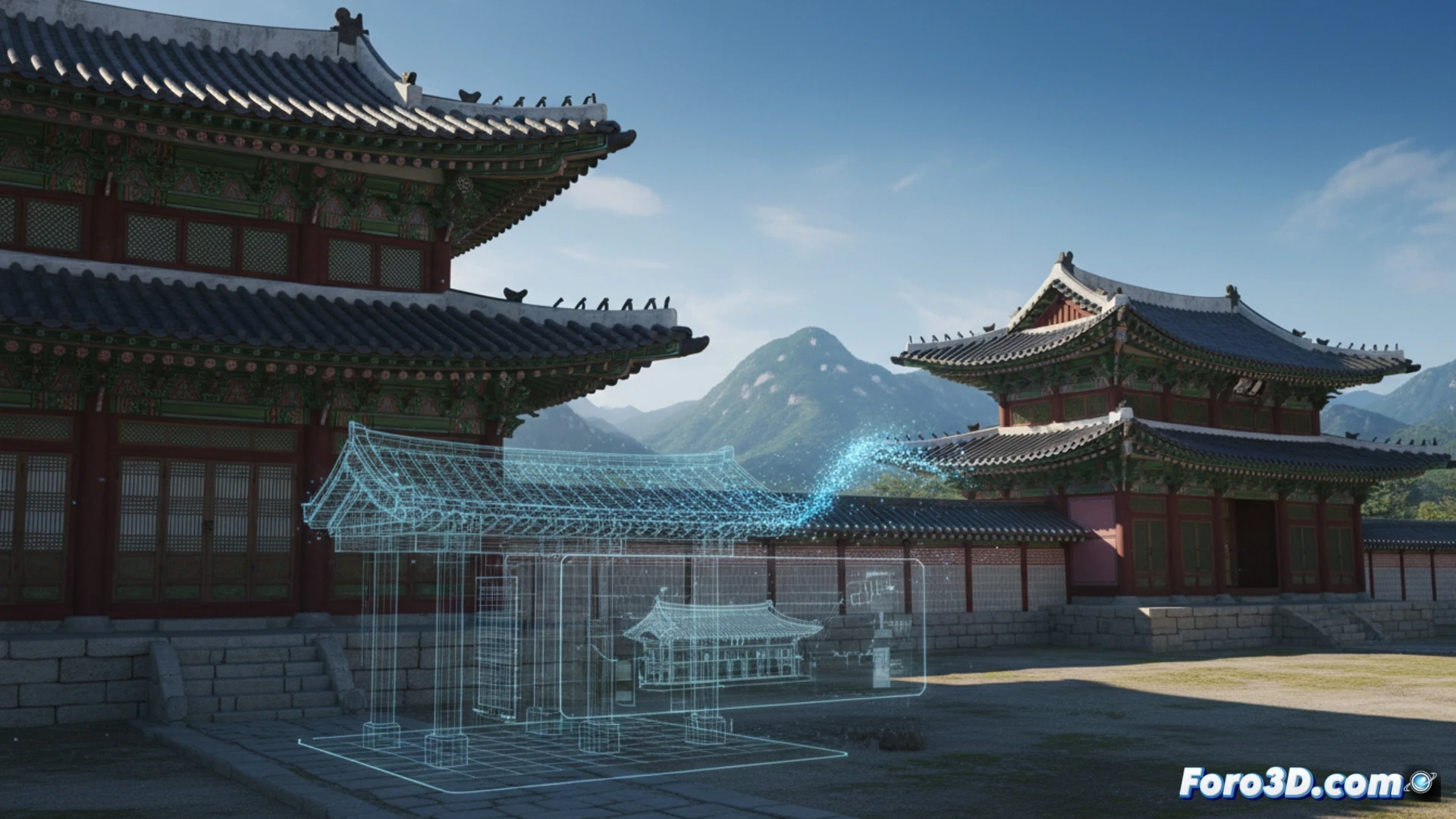 Reconstrucción digital de templo Joseon con fotogrametría y Unreal Engine 5, arqueología virtual fotorrealista