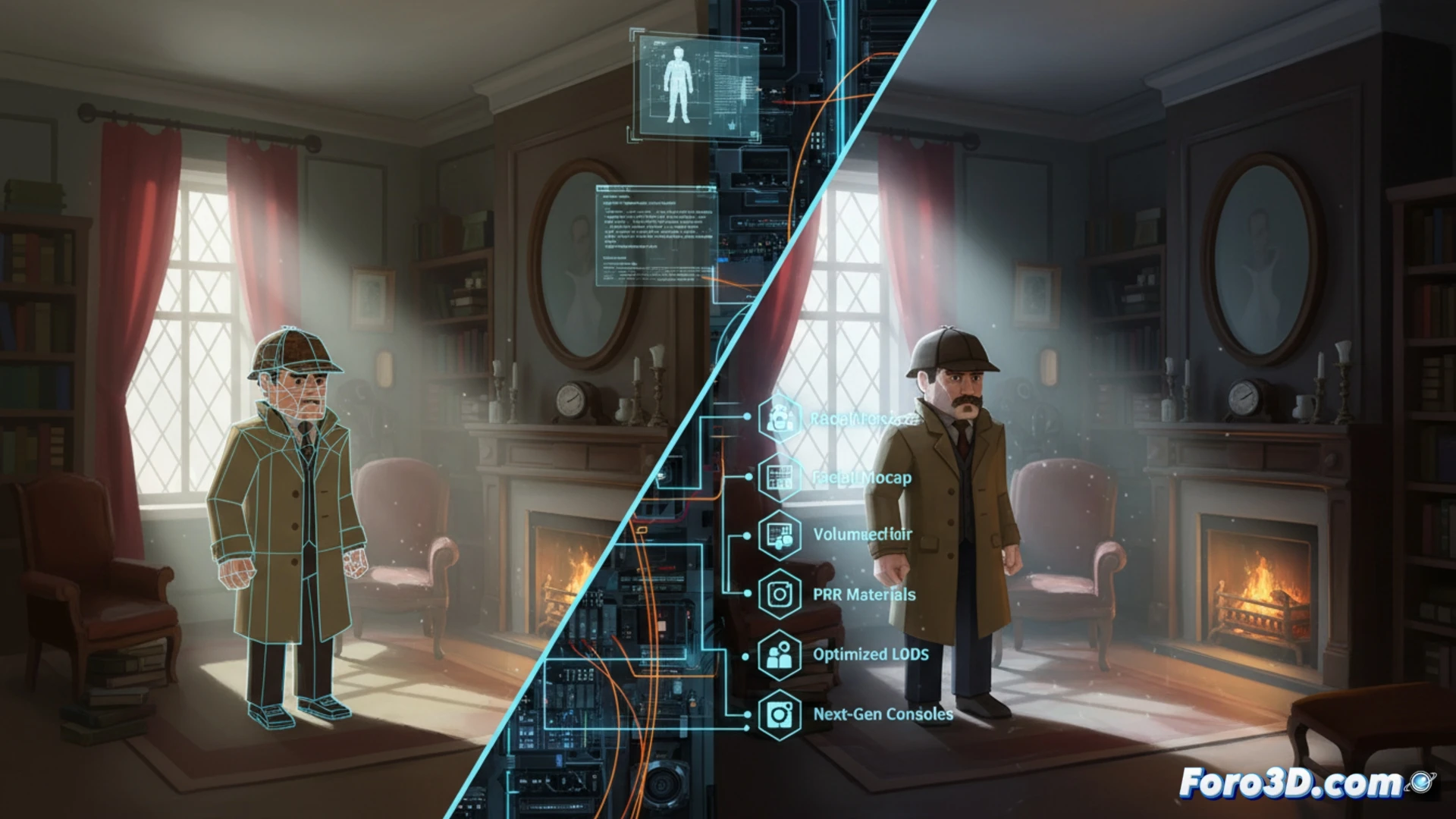 Reconstrucción técnica de Sherlock Holmes The Awakened en Unreal Engine 4, captura facial y optimización multiplataforma