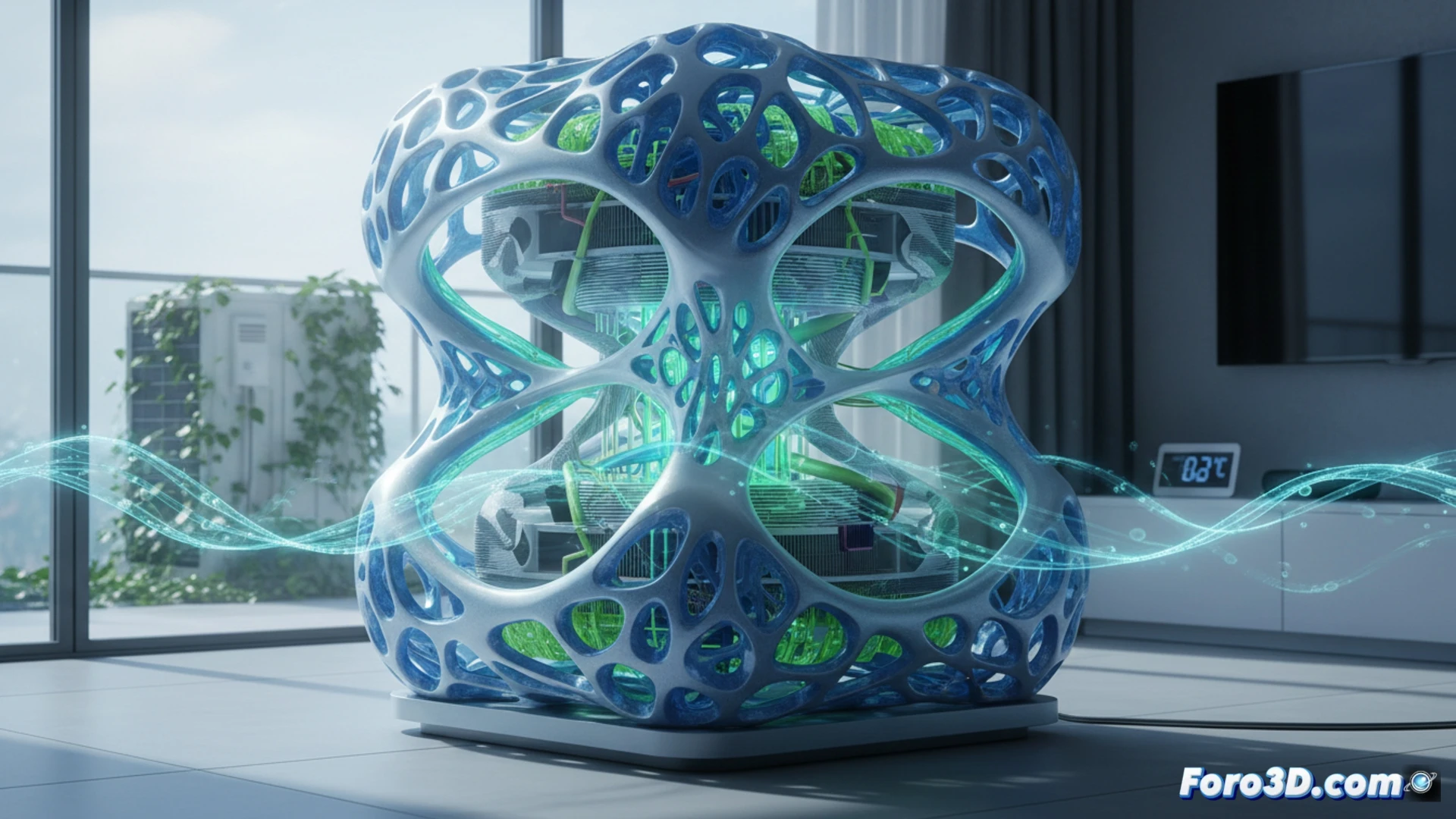 80 caracteres: Dispositivo 3D sin compresor enfría hogares con bajo consumo energético, ahorrando en la factura de luz.