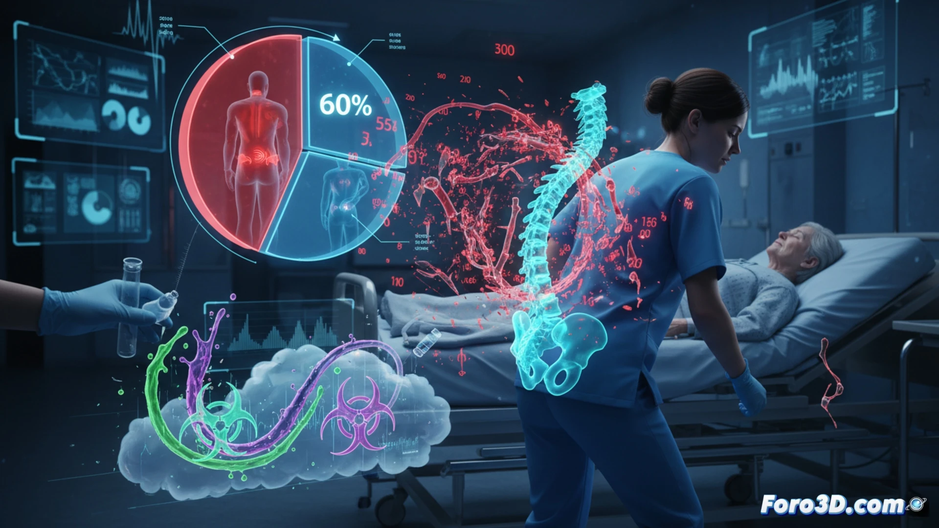 Visualización 3D de riesgos laborales en auxiliares de enfermería con datos epidemiológicos de lesiones de espalda