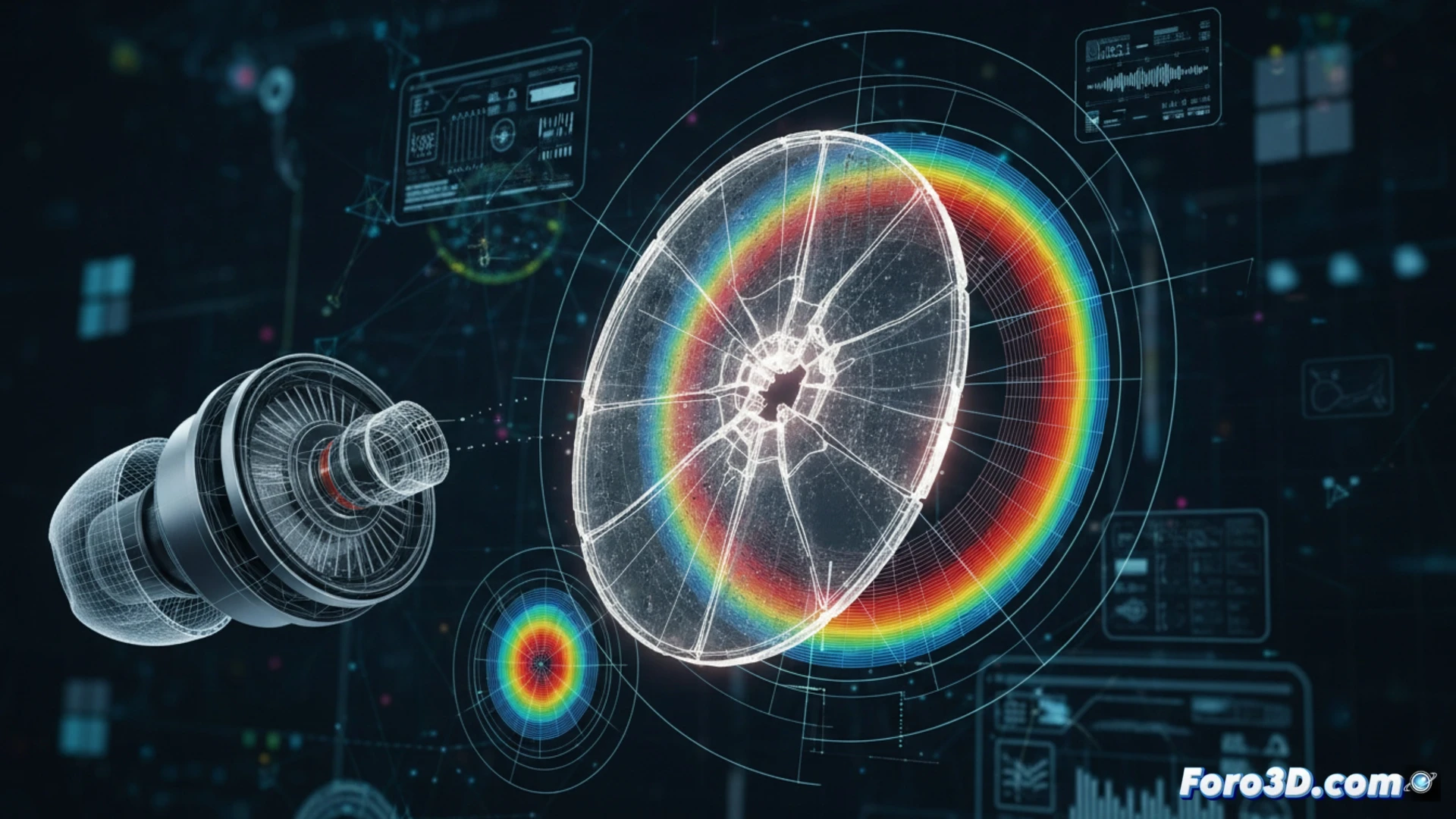 Simulación de fatiga en membrana de grafeno con mapa de tensiones y deformación por resonancia acústica en COMSOL
