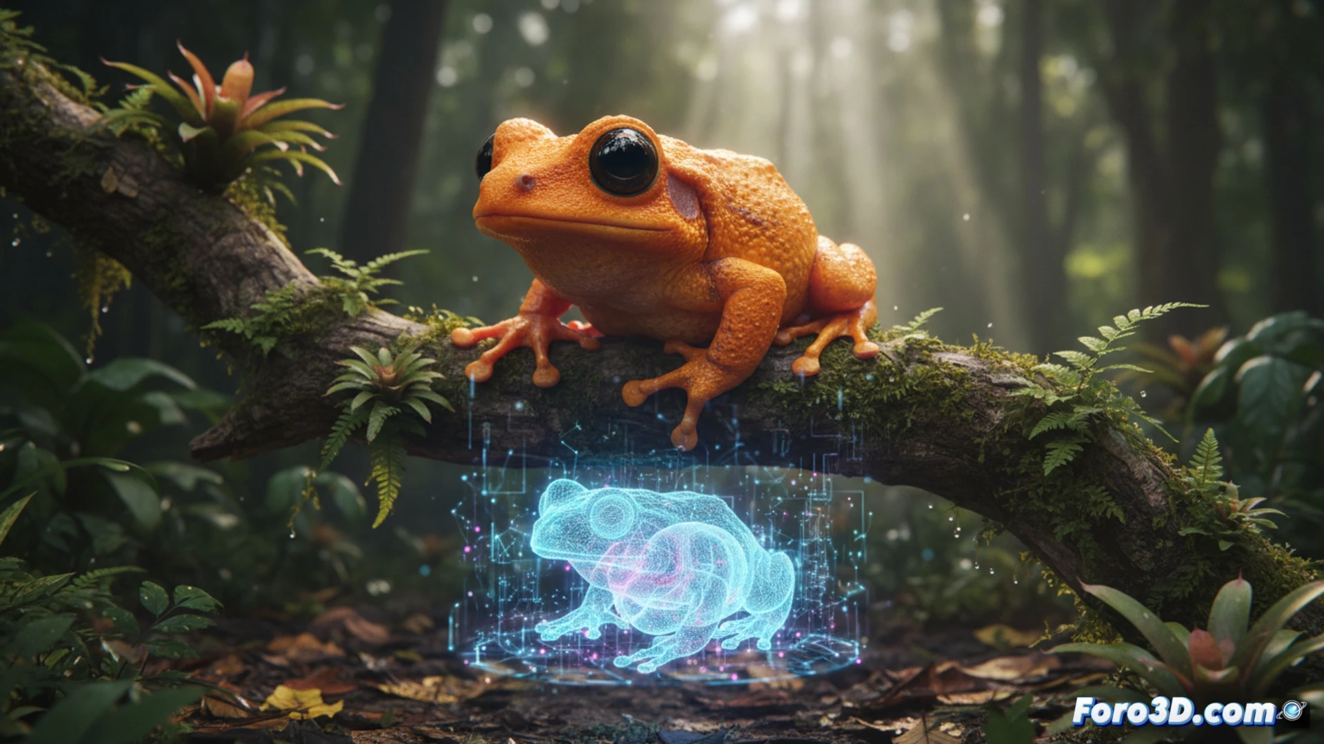 Sapito naranja Brachycephalus lulai modelo 3D fotogrametría bosque nuboso Brasil visualización científica