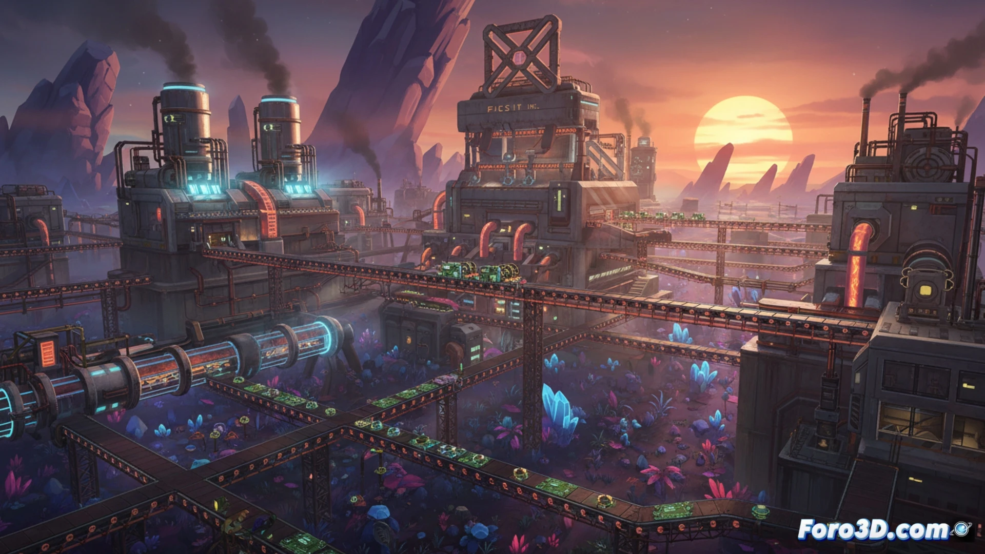 Satisfactory 1.0 con Unreal Engine 5.3, fábrica masiva y paisaje alienígena renderizado con Lumen y Nanite