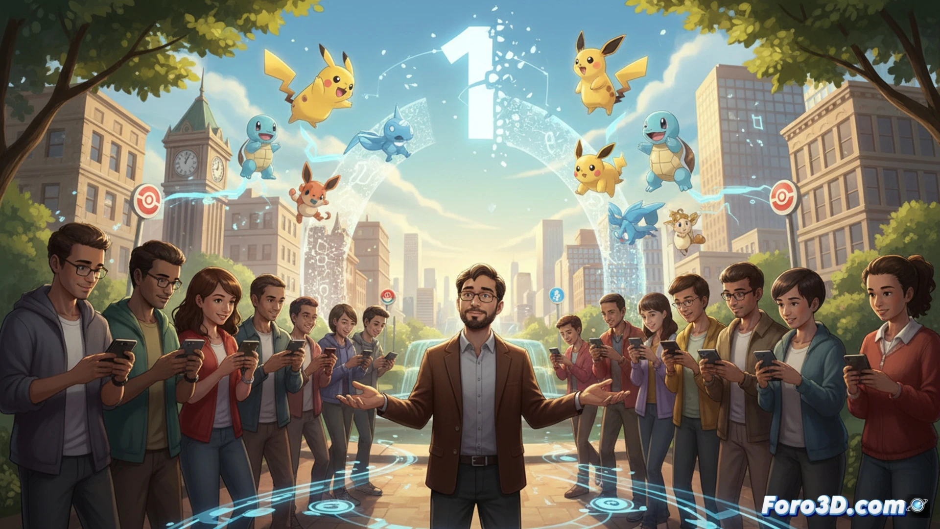 photorealistic scene of two smartphone screens side by side, left screen showing Pokémon GO map interface with augmented reality elements and trainer avatar, right screen cracked with dust and disconnected from network, a single hand reaching to tap the left screen while the right screen fades into shadow, invisible barrier line dividing the two devices, glowing GPS signal paths splitting apart, fragmented community silhouettes on opposite sides of the barrier, cinematic lighting with warm glow on left and cold darkness on right, ultra-detailed glass reflections, technical illustration style, motion blur on the dividing line, demonstrating community fragmentation concept