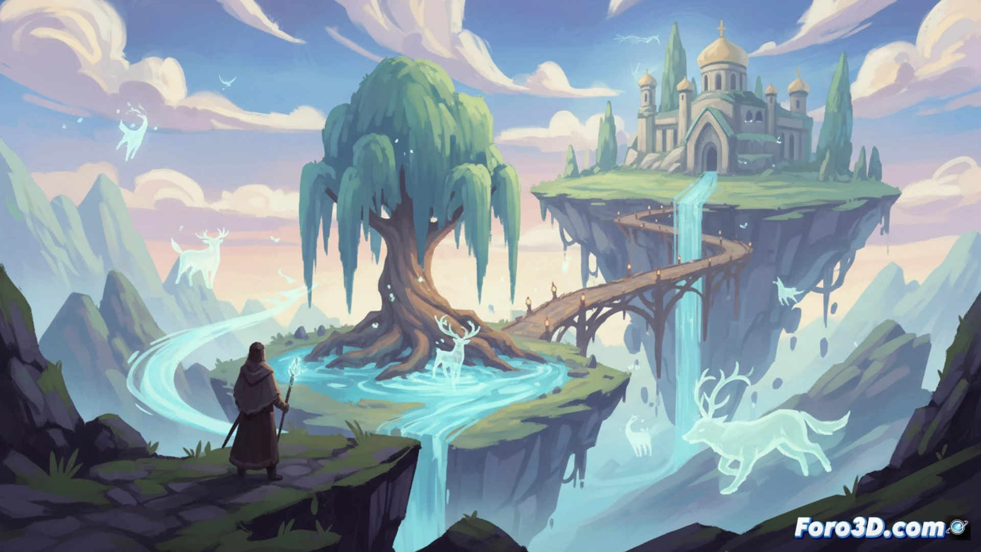 Selfloss juego indie estilo painterly con Unreal Engine 4 y Blender, paisaje pastel