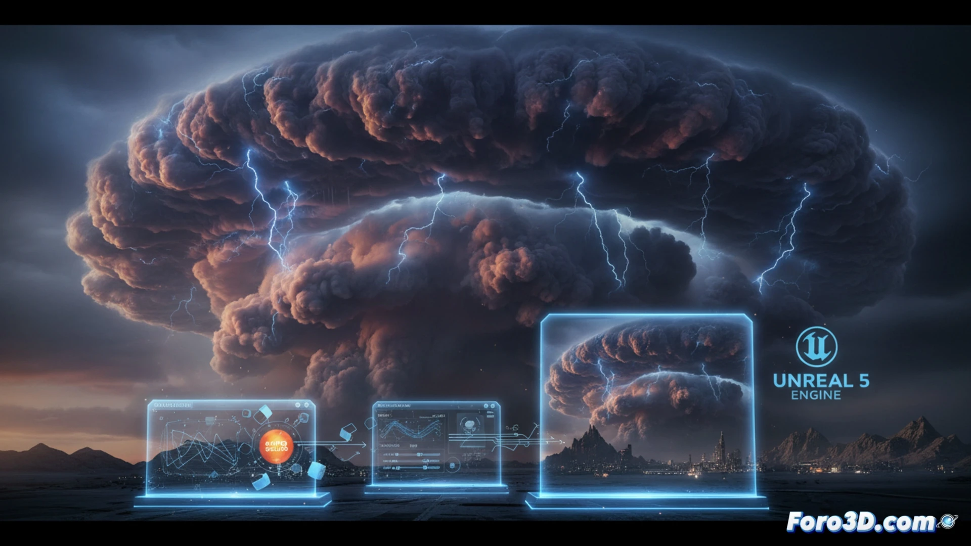 Simulación de shelf clouds en Houdini Pyro integrada en Unreal Engine 5 para VFX en tiempo real