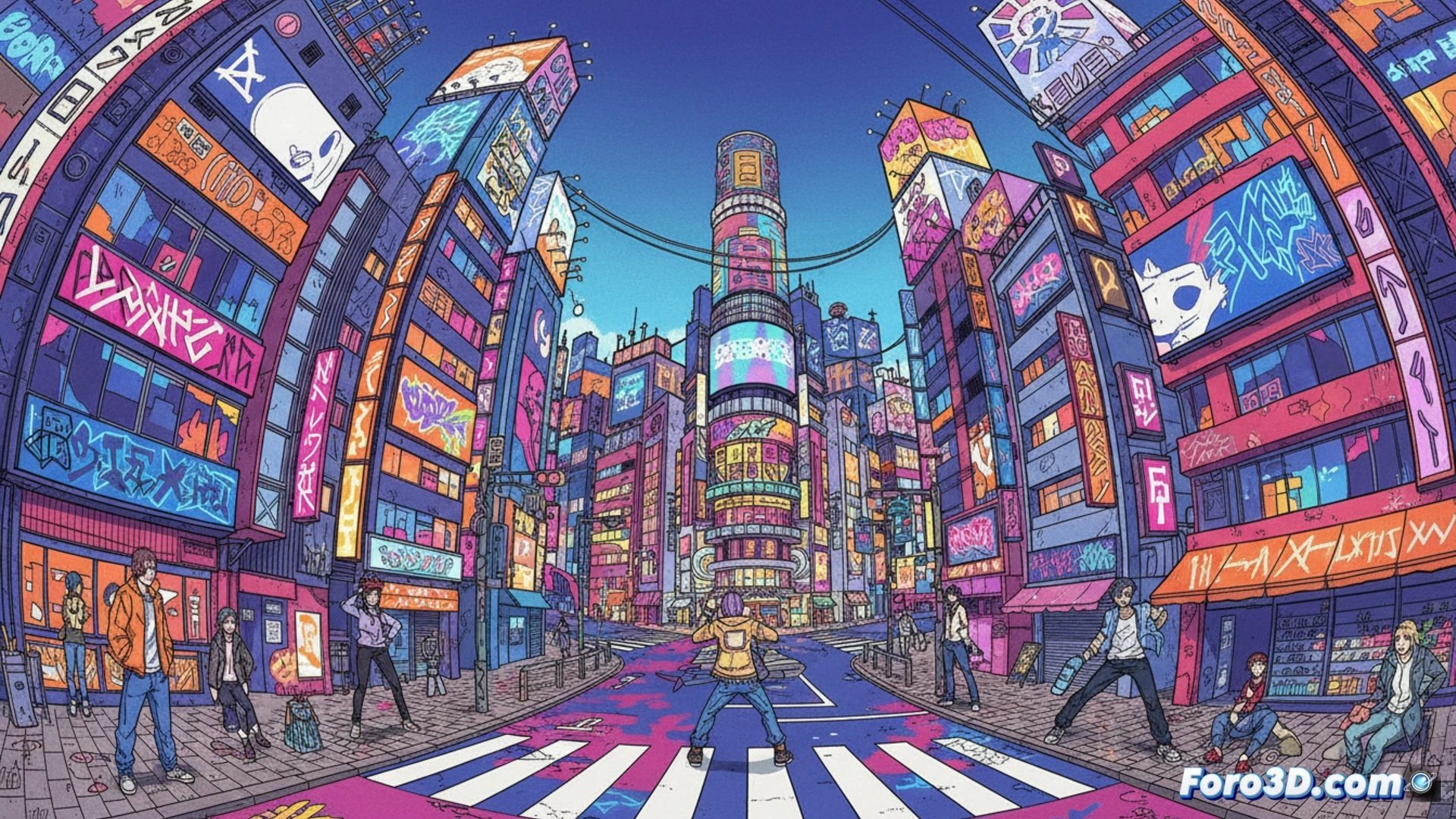 Shibuya 3D estilo grafiti en Unity con shaders de contorno y cámara deformada de Neo TWEWY