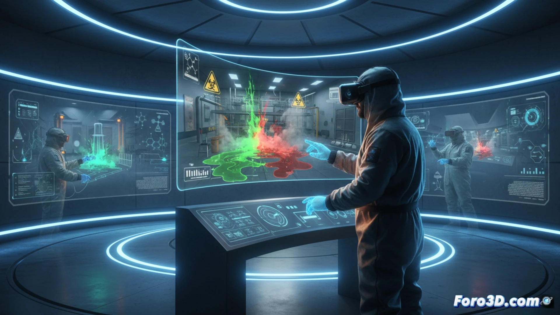 Laboratorio virtual 3D con simulación de derrame químico tóxico para entrenamiento de seguridad sin riesgos reales