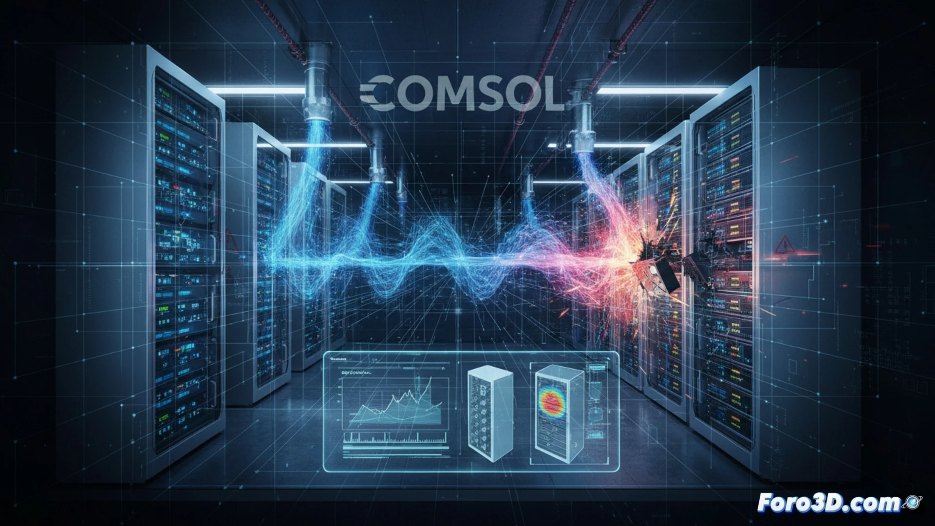 Simulación acústica de onda de presión en centro de datos con sistema de extinción por gas inerte