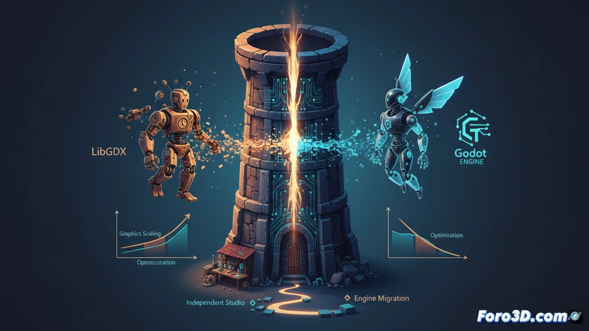 Slay the Spire 2 logo sobre fondo oscuro con texto Godot Engine, transición tecnológica en desarrollo de videojuegos 2D