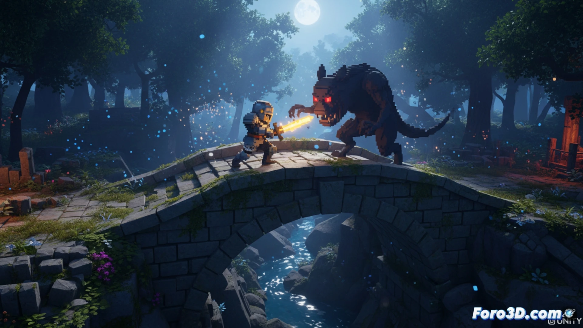 Captura de Souldiers con pixel art detallado e iluminación dinámica 3D en Unity