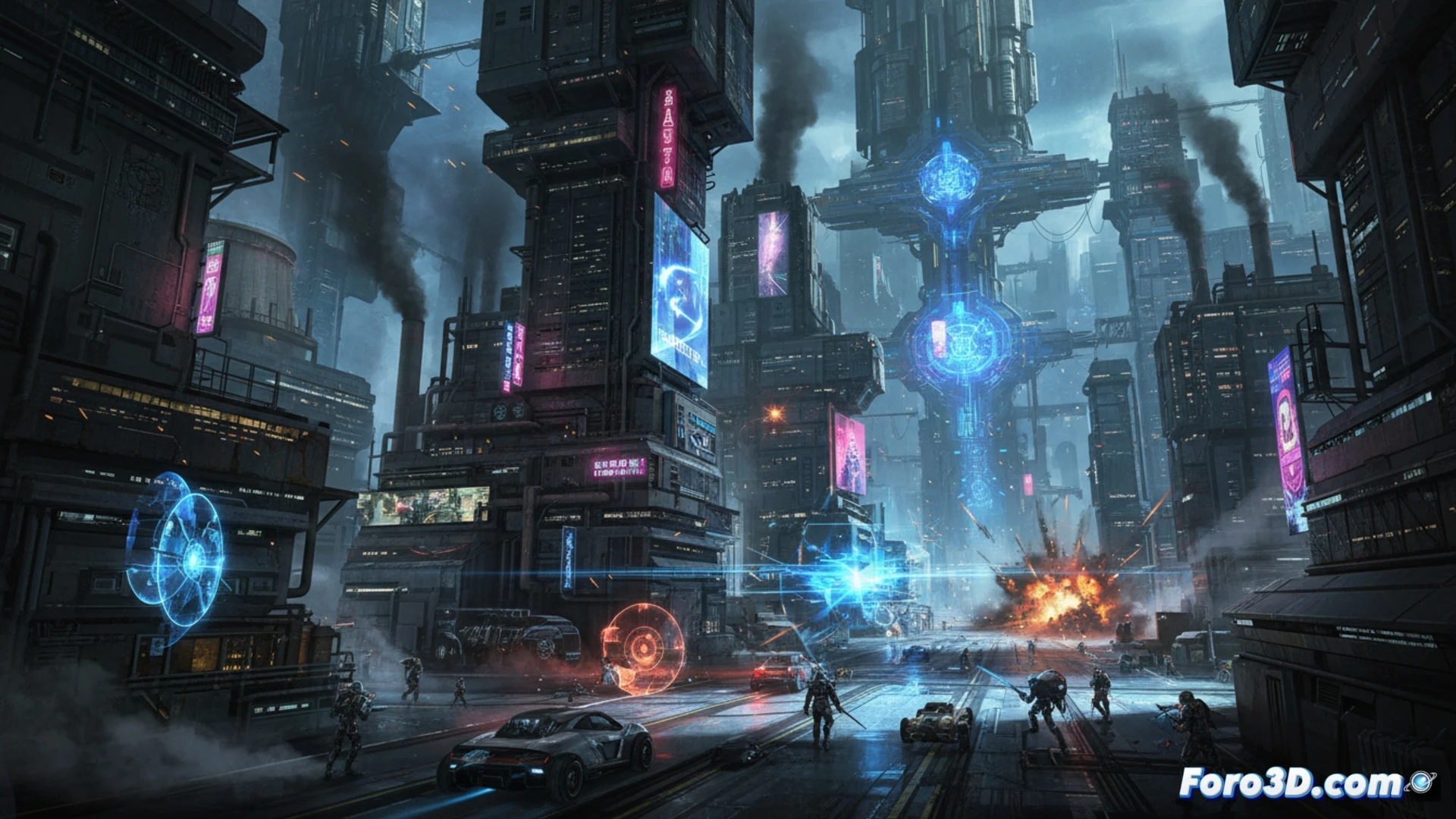 Captura de Deadlock mostrando iluminación dinámica y VFX en un mapa urbano masivo del Source 2