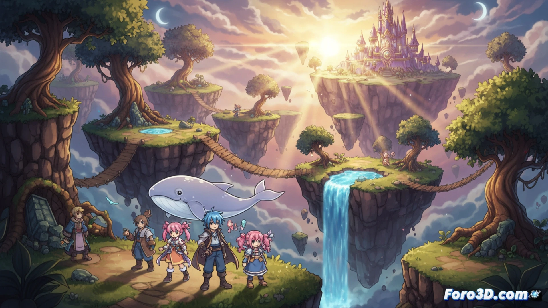 Sprites 2D y escenarios 3D en Phantom Brave, motor propietario NIS para RPG táctico