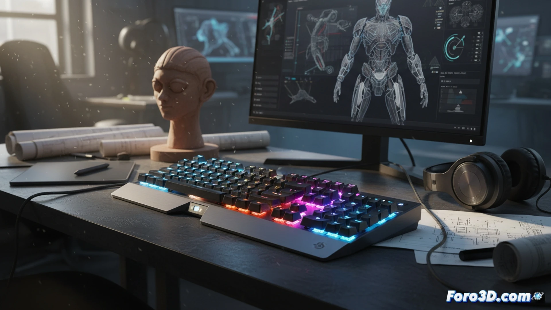 Teclado SteelSeries Apex Pro TKL 2023 con interruptores magnéticos OmniPoint 2.0 para modelado 3D y renderizado