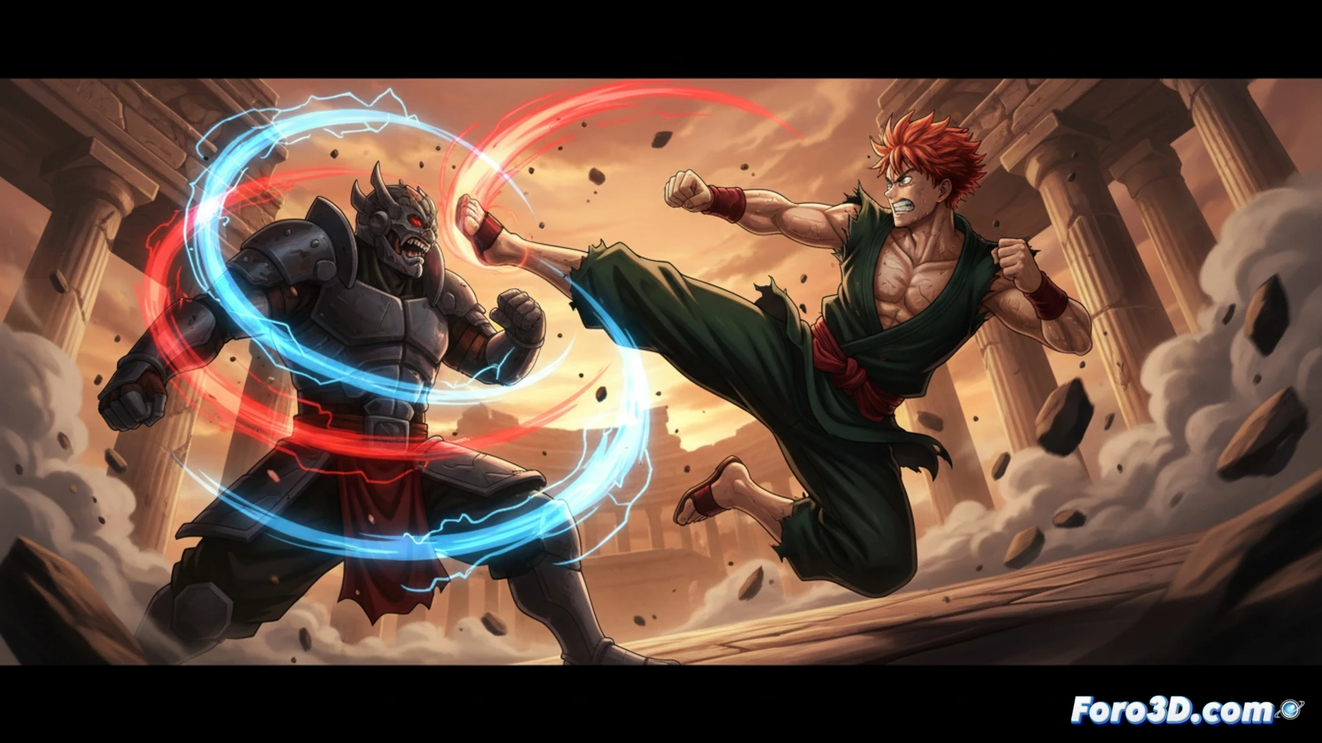 Sunghoo Park, en su estudio, supervisa storyboards de acción dinámica, con pantallas de Jujutsu Kaisen y The God of High School al fondo.