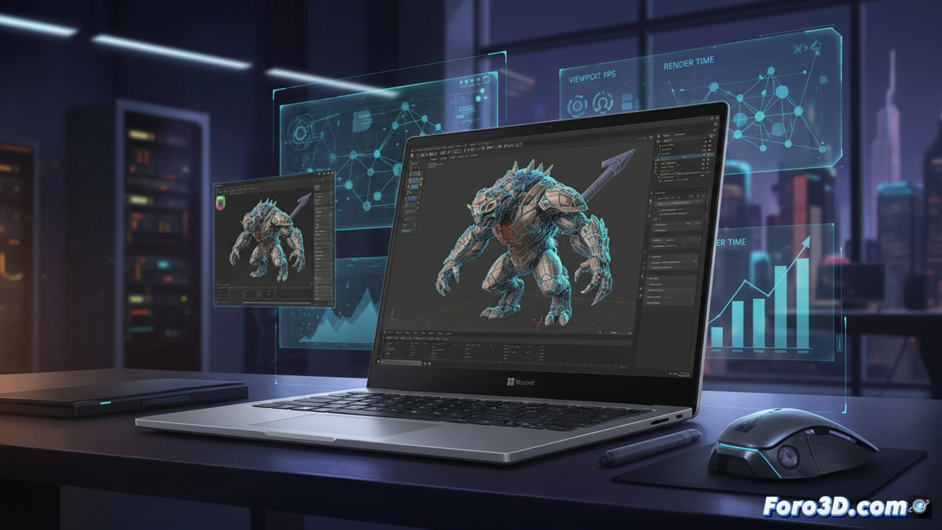 Surface Laptop 7 con Snapdragon X para modelado 3D profesional y renderizado