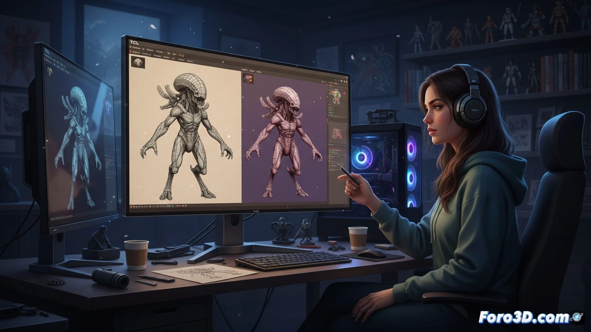 Pantalla TCL NXTPAPER 3.0 con luz polarizada y textura mate, ideal para artistas 3D