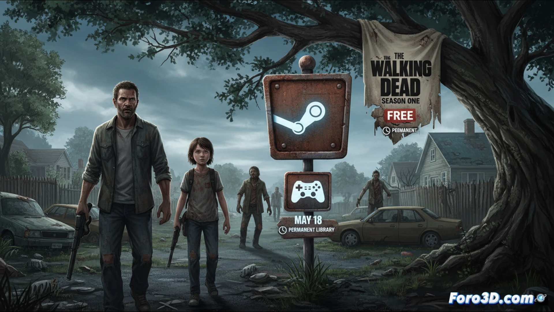 Póster de The Walking Dead Season One en Steam con oferta gratis hasta el 18 de mayo.