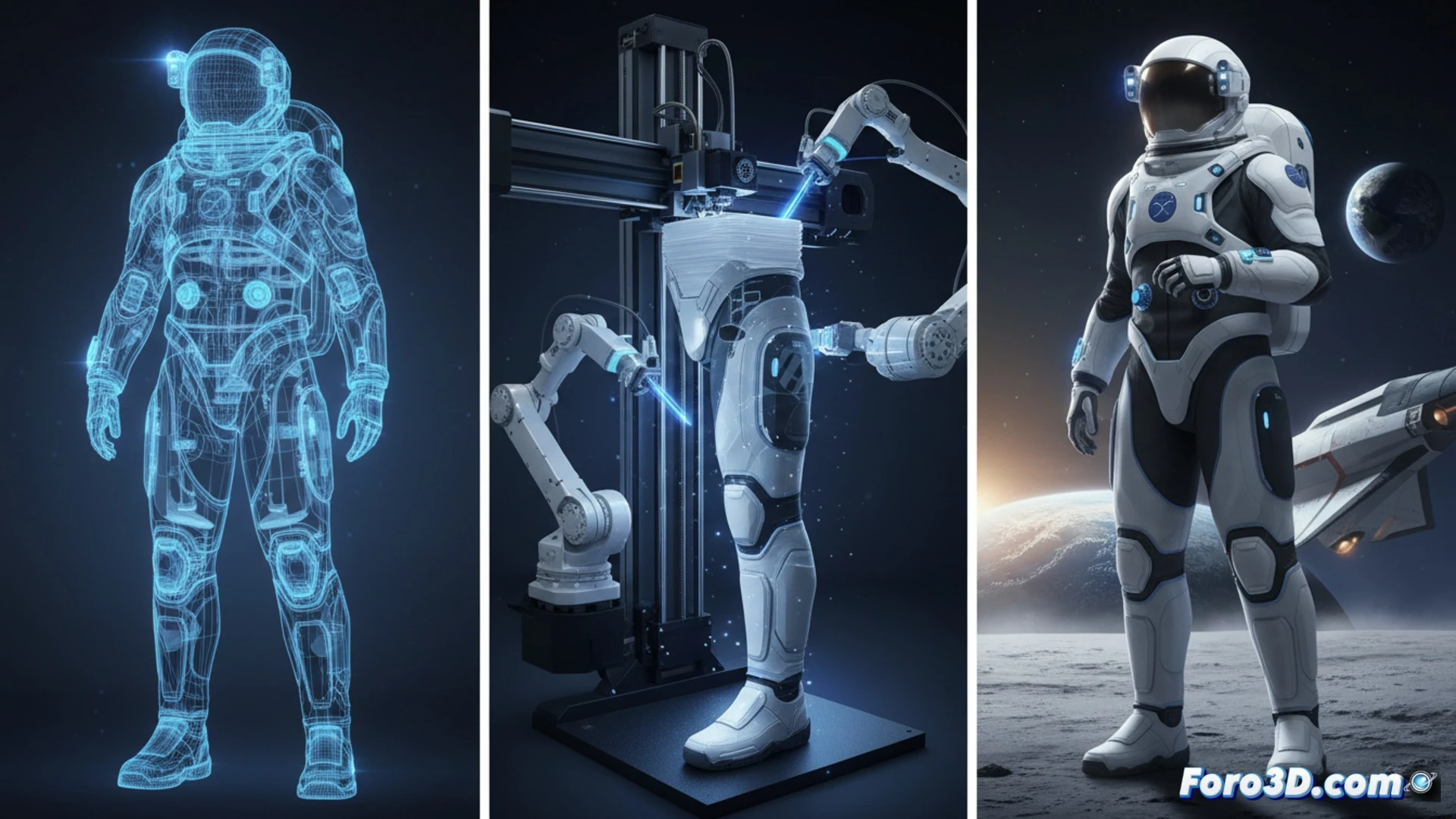 Traje EVA SpaceX diseño 3D CAD industrial con visor HUD y telemetría avanzada para misiones espaciales comerciales