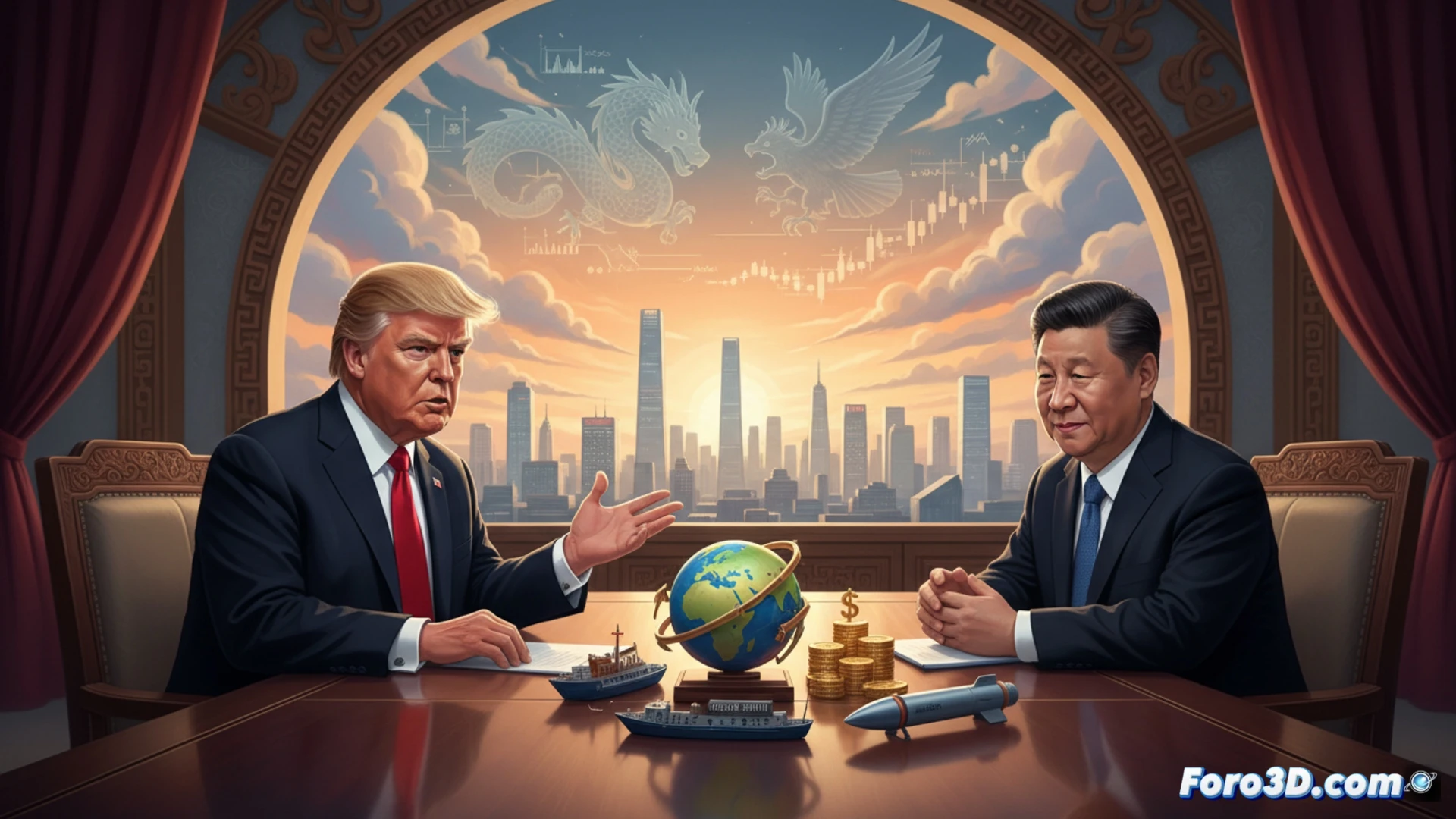 Trump y Xi en Pekín: aranceles y misiles en agenda. Aprietan manos ante mapa de Taiwán y conflicto de Ormuz.