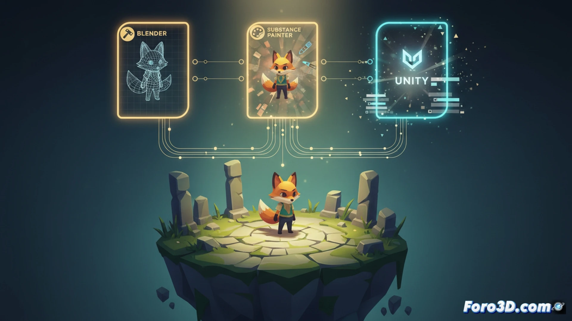 Tunic low-poly suave en Unity con Blender y Substance Painter, arte técnico de videojuego indie