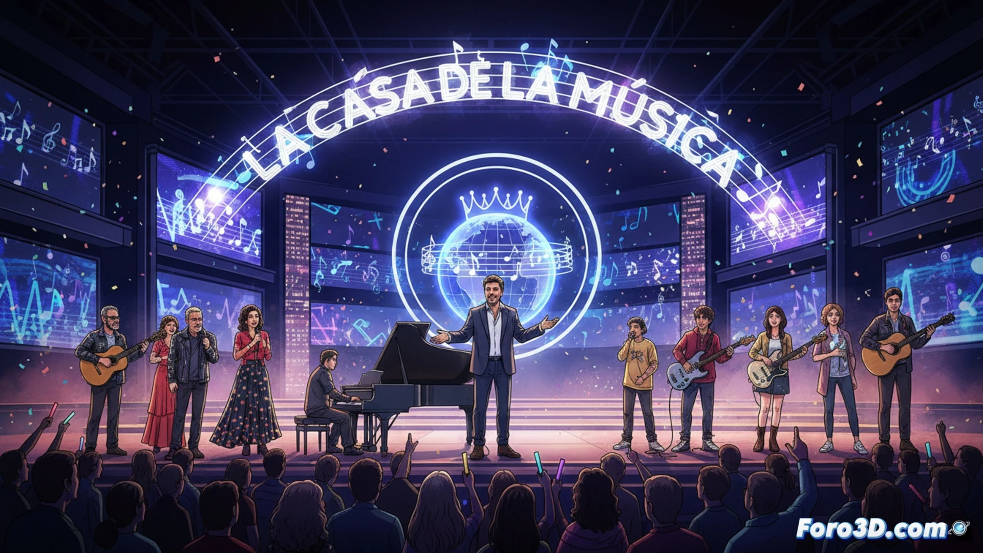 Jesús Vázquez presenta La casa de la música en TVE, un show con artistas y jóvenes promesas en concierto.