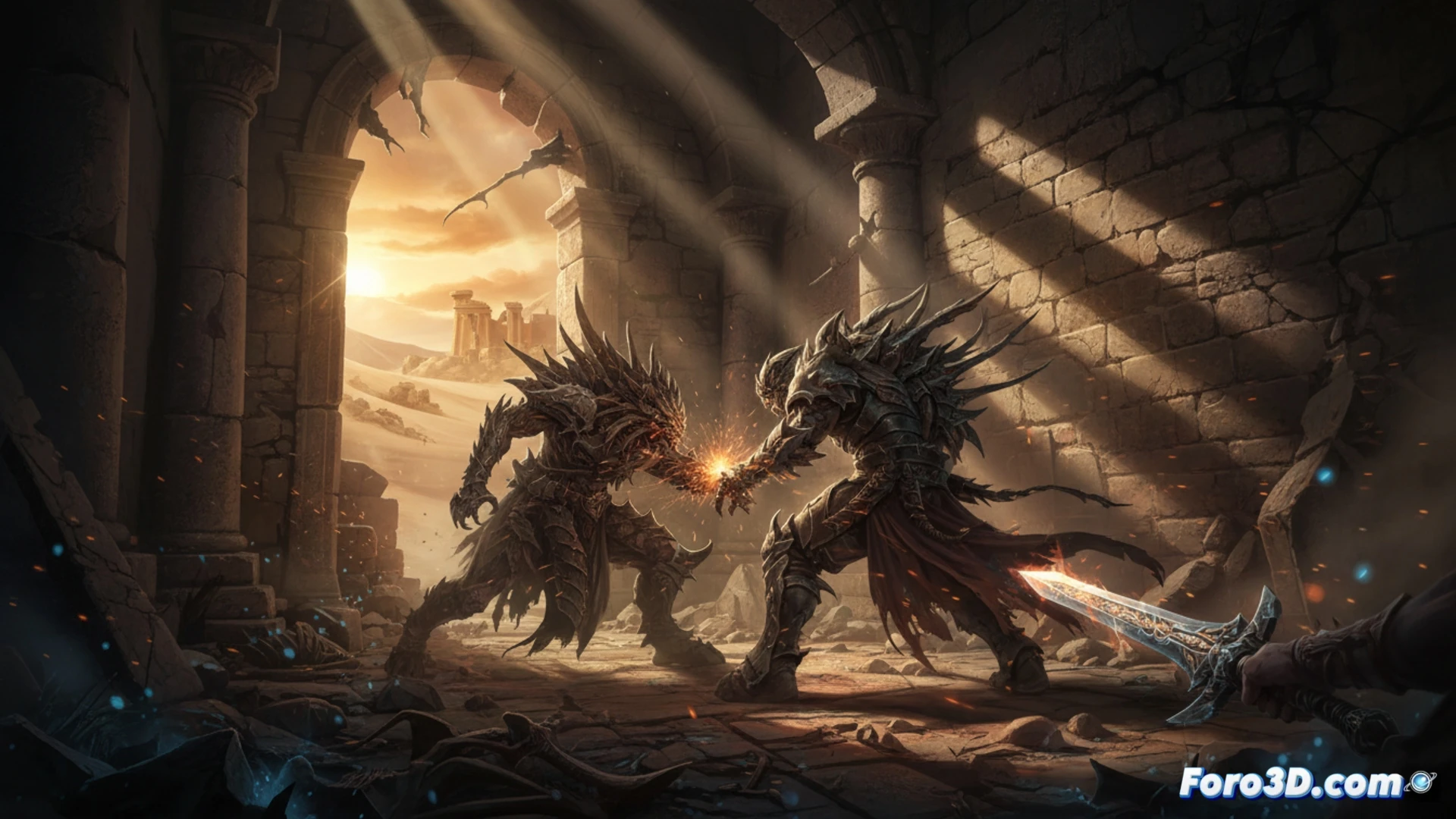 Unawake combate FPS en Unreal Engine 5 con iluminacion Lumen y modelado ZBrush en catacumbas