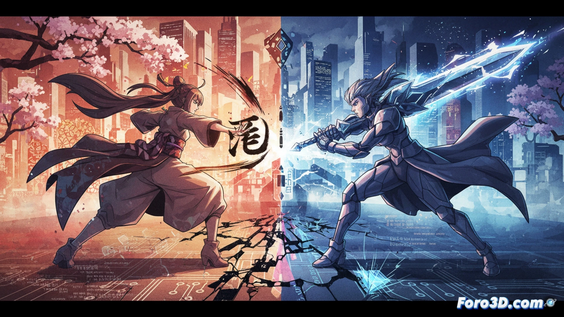 Escena de Breakers Limit Zero con personaje anime en 3D, iluminación cinematográfica y efectos de post-procesado en Unity