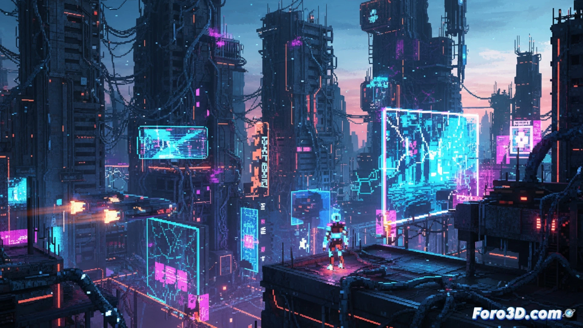 Unsighted juego pixel art neón post-apocalíptico creado con Unity y Aseprite