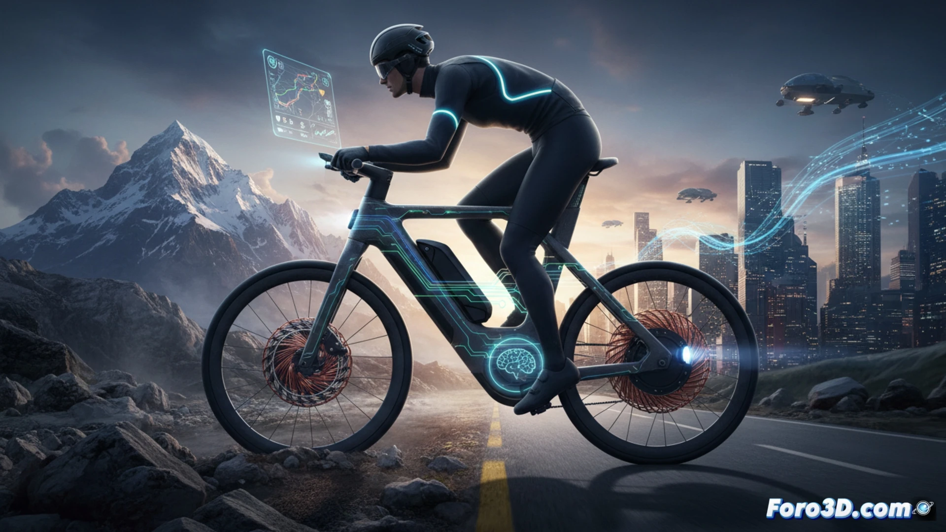 Urtopia Fusion bicicleta electrica doble motor inteligente con ChatGPT control por voz modelado 3D